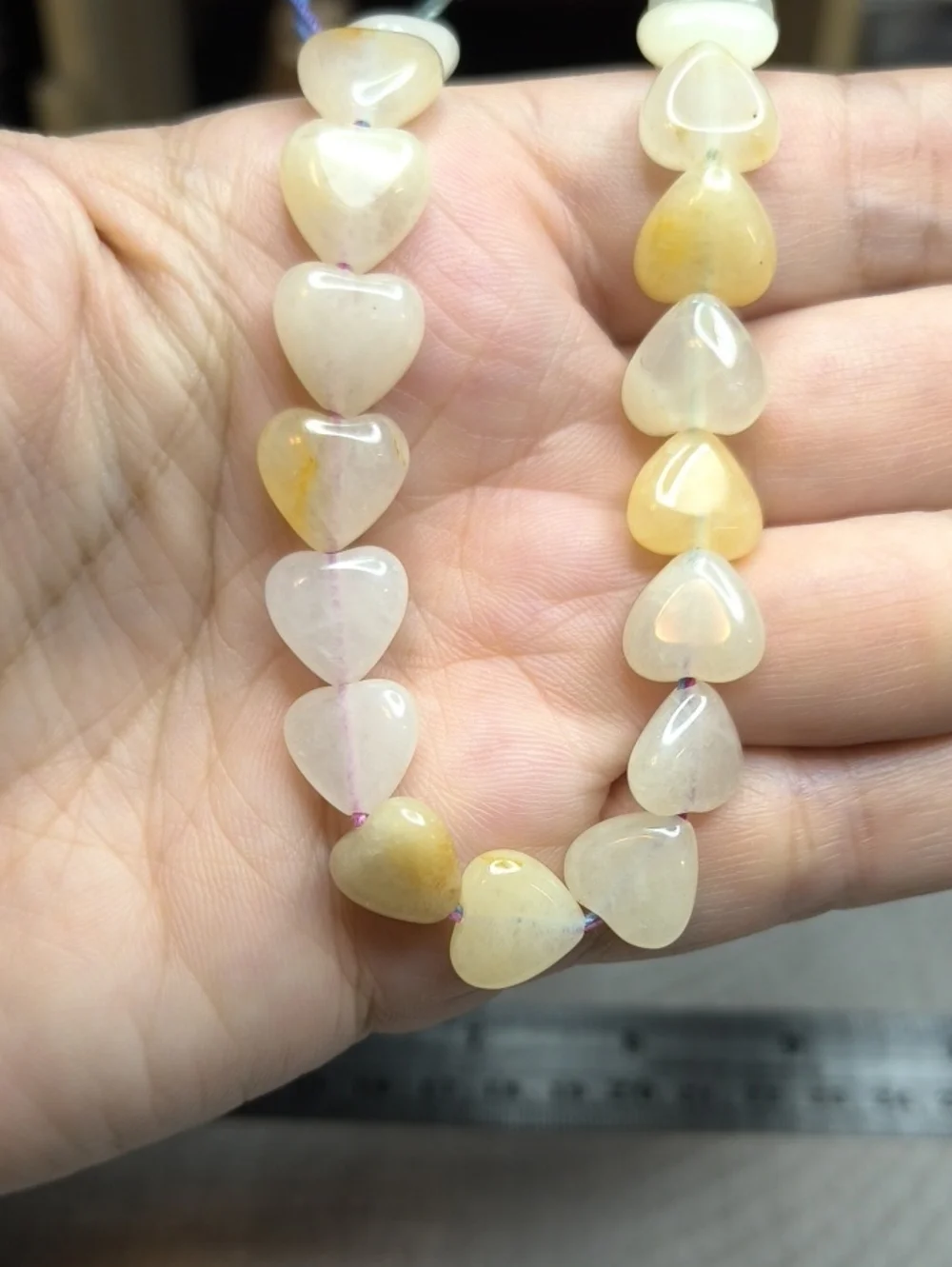 #2- Golden Healer Quartz Heart Beads - 10mm,  7